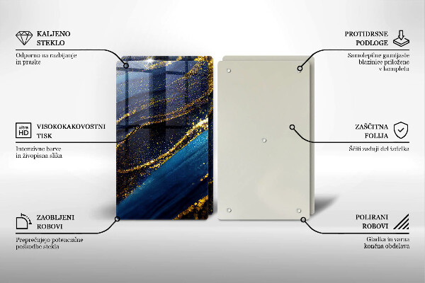 Protection plaque induction Abstraction bleu marine