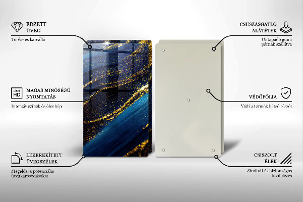 Protection plaque induction Abstraction bleu marine