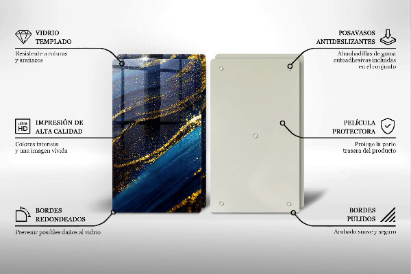 Protection plaque induction Abstraction bleu marine