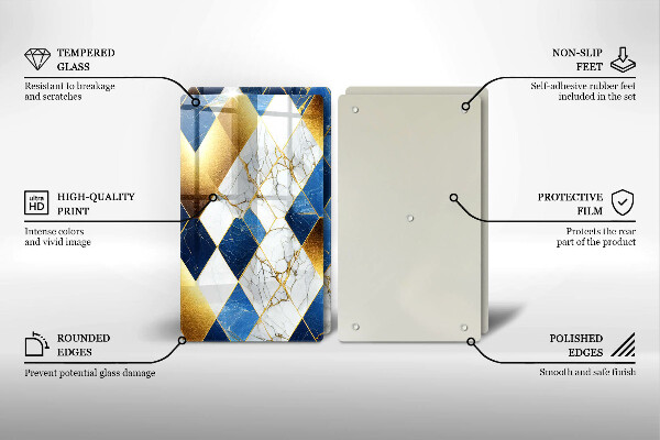 Protection plaque induction Losanges de marbre doré