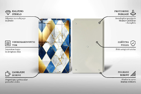 Protection plaque induction Losanges de marbre doré