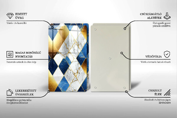 Protection plaque induction Losanges de marbre doré