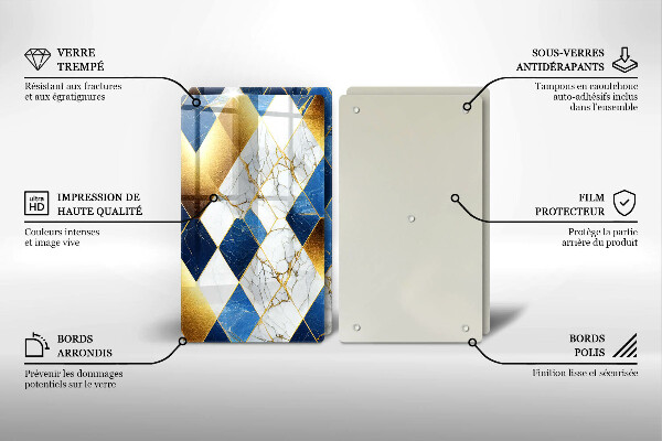 Protection plaque induction Losanges de marbre doré