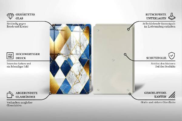 Protection plaque induction Losanges de marbre doré