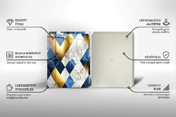 Protection plaque induction Losanges de marbre doré