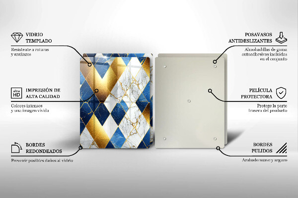 Protection plaque induction Losanges de marbre doré