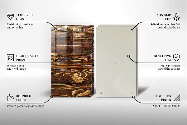 Protection plaque induction Texture du bois