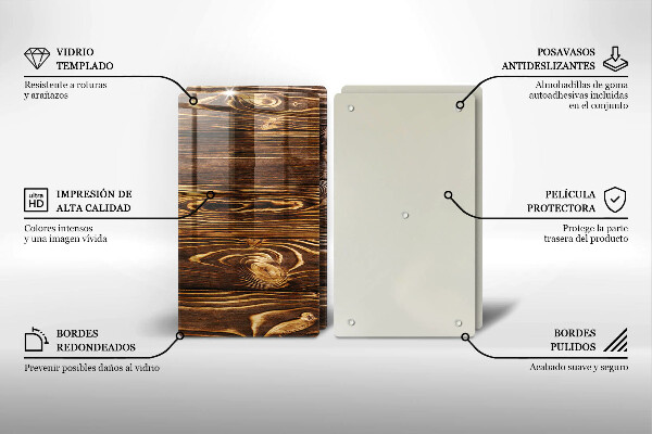 Protection plaque induction Texture du bois