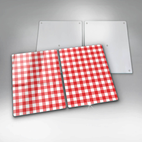 Protection plaque induction Motif à carreaux rouge et blanc