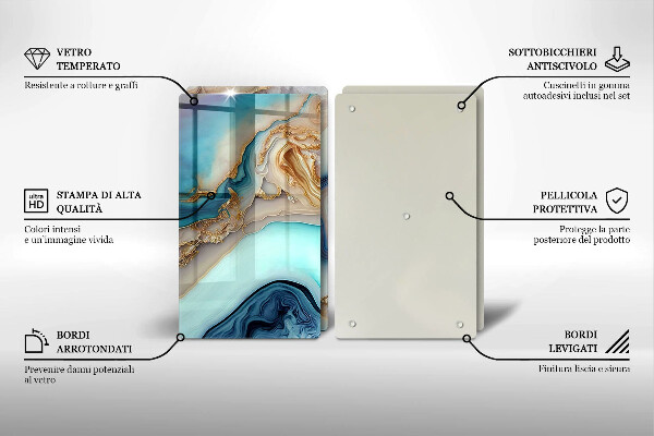 Protection plaque induction Marbre multicolore