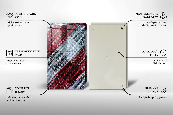 Protection plaque induction Motif à carreaux rouge et blanc