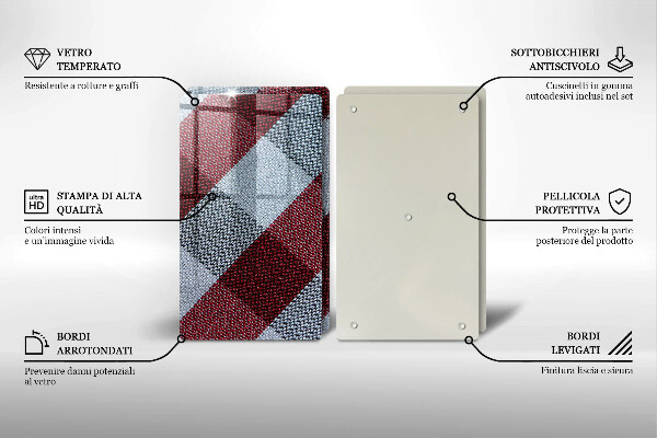 Protection plaque induction Motif à carreaux rouge et blanc