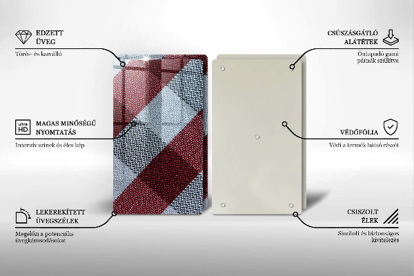 Protection plaque induction Motif à carreaux rouge et blanc