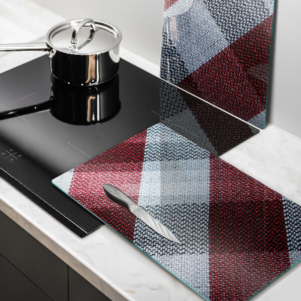 Protection plaque induction Motif à carreaux rouge et blanc