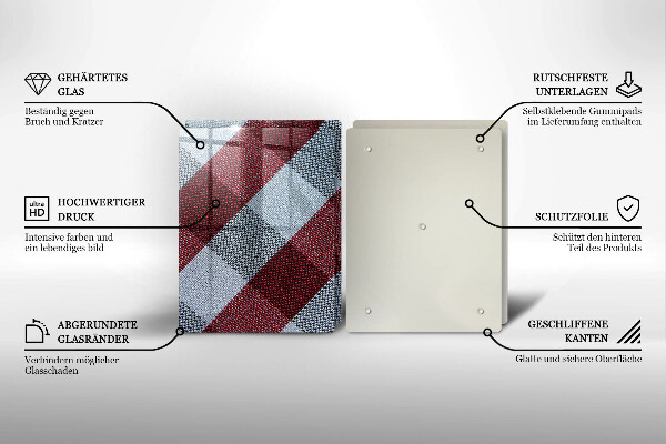 Protection plaque induction Motif à carreaux rouge et blanc