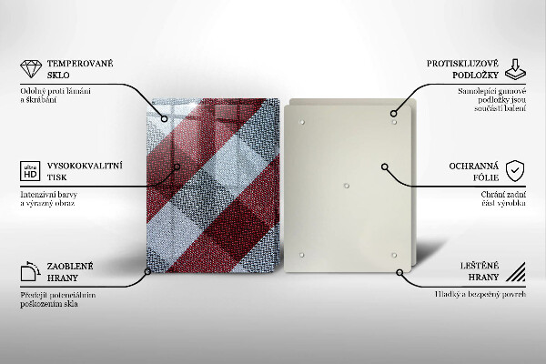 Protection plaque induction Motif à carreaux rouge et blanc