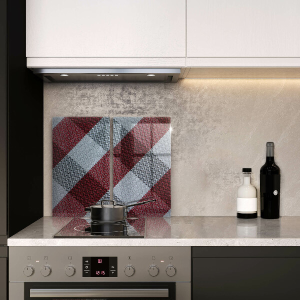 Protection plaque induction Motif à carreaux rouge et blanc