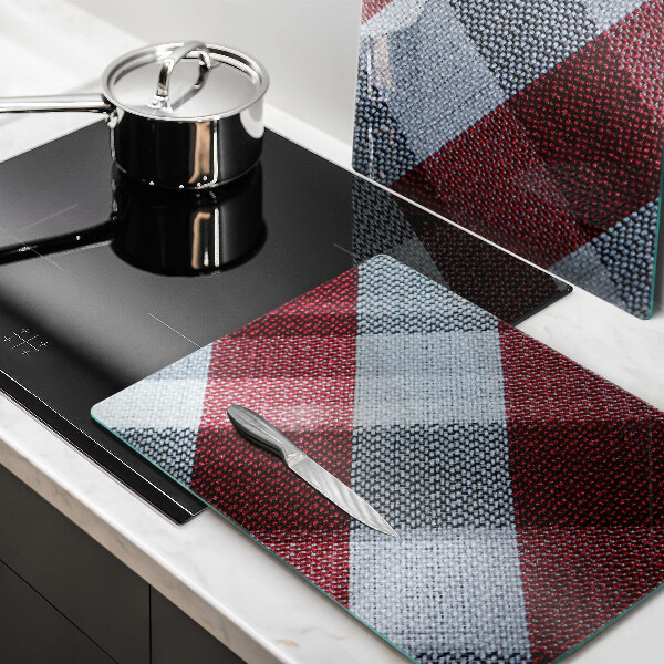 Protection plaque induction Motif à carreaux rouge et blanc