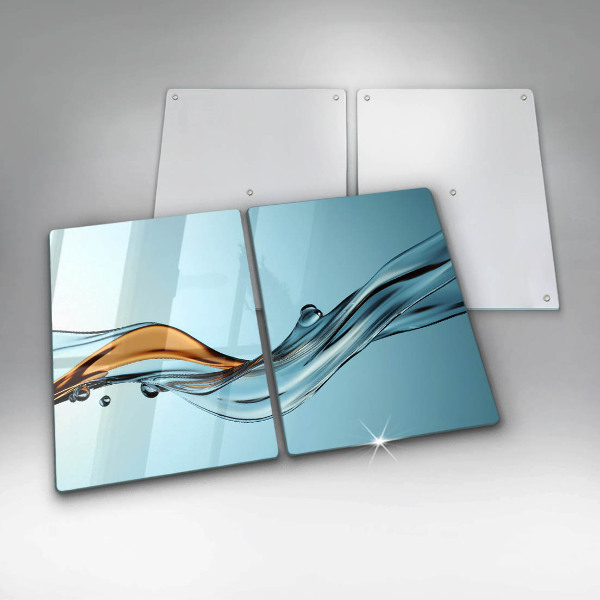 Cache plaque de cuisson Eau sur fond bleu