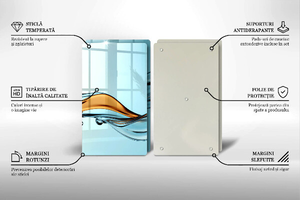 Cache plaque de cuisson Eau sur fond bleu