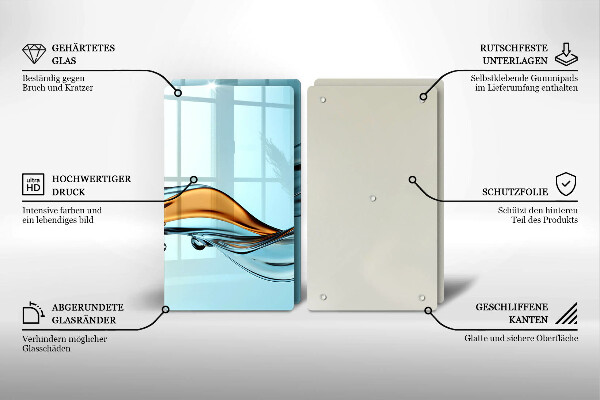 Cache plaque de cuisson Eau sur fond bleu