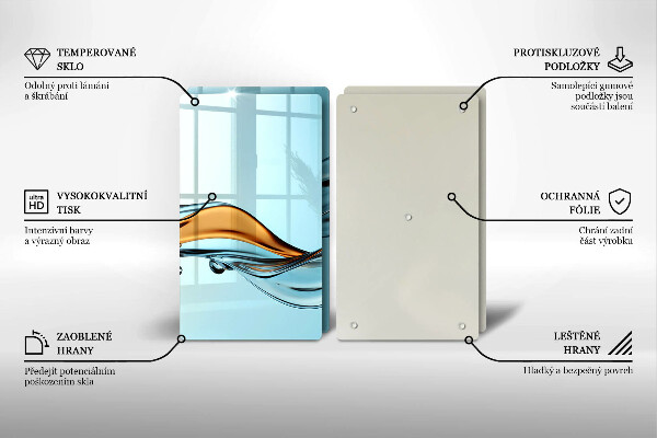 Cache plaque de cuisson Eau sur fond bleu