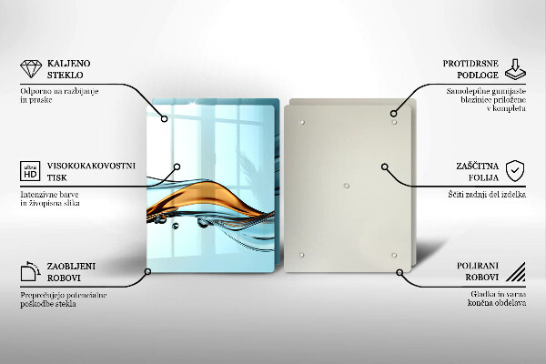 Cache plaque de cuisson Eau sur fond bleu