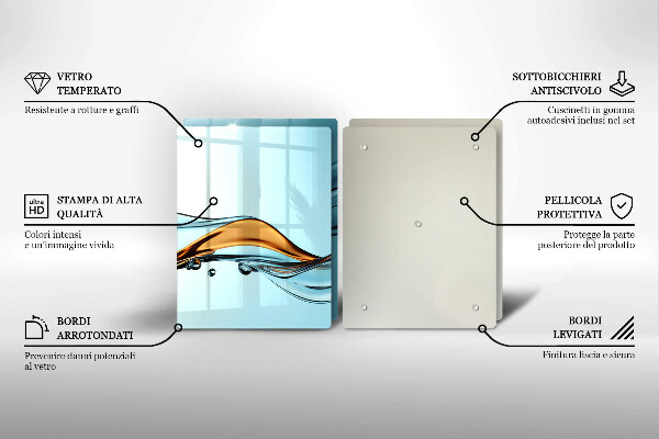 Cache plaque de cuisson Eau sur fond bleu