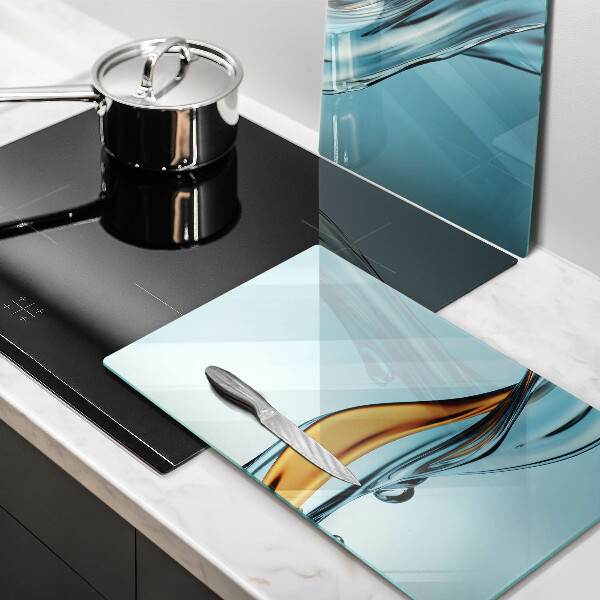 Cache plaque de cuisson Eau sur fond bleu