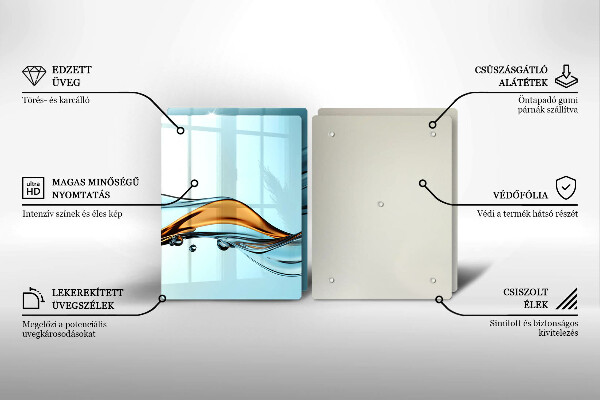 Cache plaque de cuisson Eau sur fond bleu