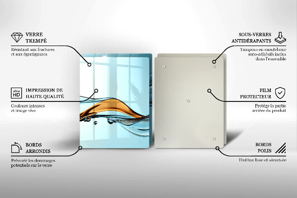 Cache plaque de cuisson Eau sur fond bleu