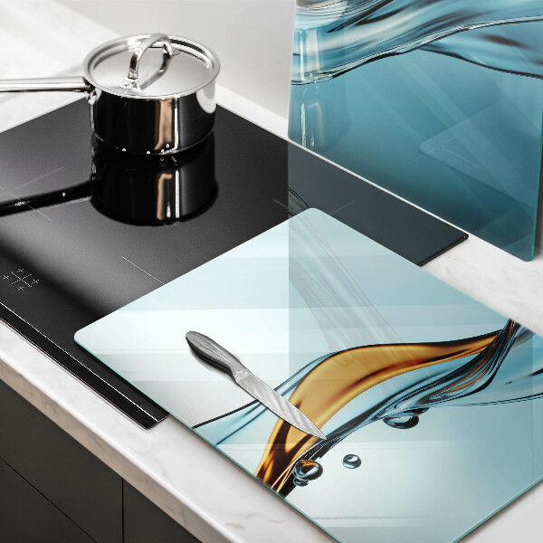 Cache plaque de cuisson Eau sur fond bleu