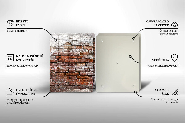 Cache plaque de cuisson Vieux mur de brique et de béton