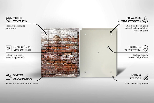 Cache plaque de cuisson Vieux mur de brique et de béton