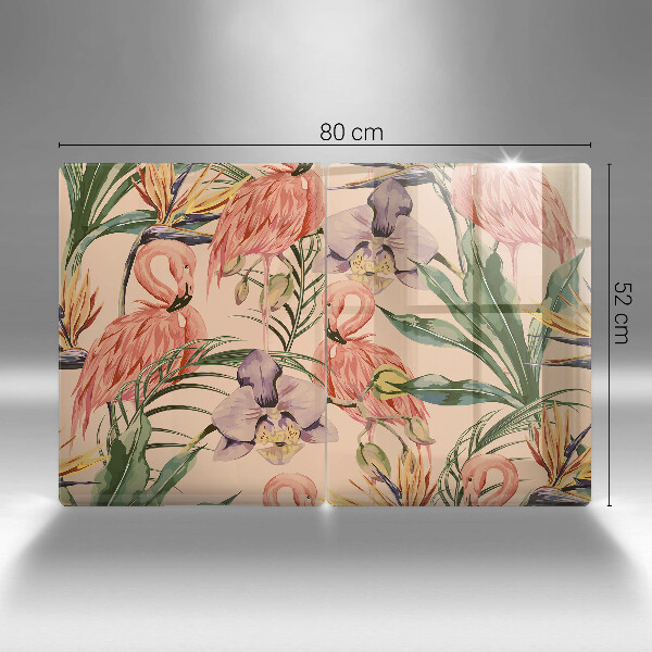 Cache plaque de cuisson Illustration de flamants roses