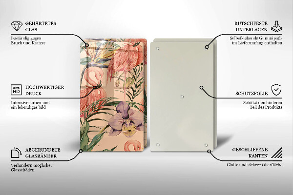 Cache plaque de cuisson Illustration de flamants roses