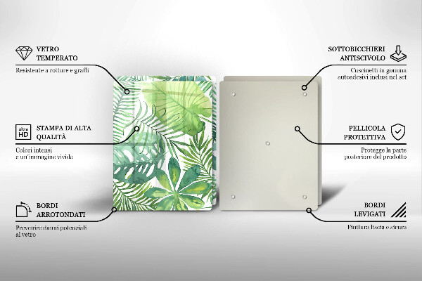 Cache plaque de cuisson Feuilles de boho aquarelle