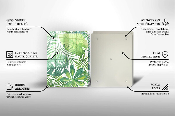 Cache plaque de cuisson Feuilles de boho aquarelle