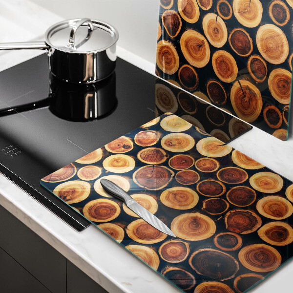 Cache plaque de cuisson Des souches d'arbres en bois