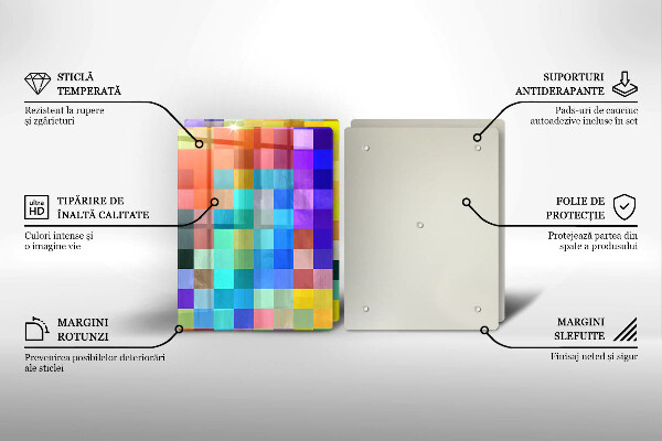Cache plaque de cuisson Carrés de pixels colorés