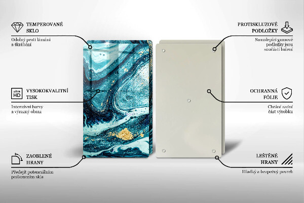 Cache plaque de cuisson Abstraction d'or bleu