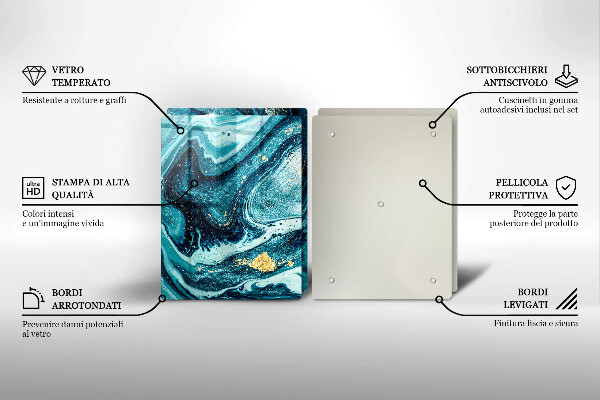 Cache plaque de cuisson Abstraction d'or bleu