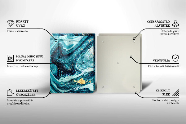 Cache plaque de cuisson Abstraction d'or bleu