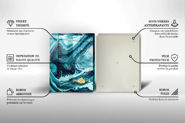 Cache plaque de cuisson Abstraction d'or bleu