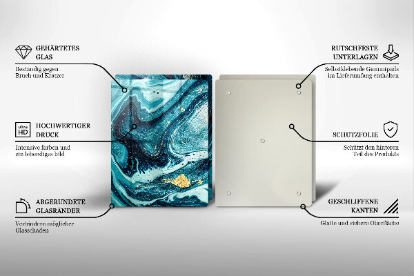 Cache plaque de cuisson Abstraction d'or bleu