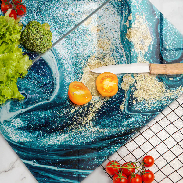 Cache plaque de cuisson Abstraction d'or bleu