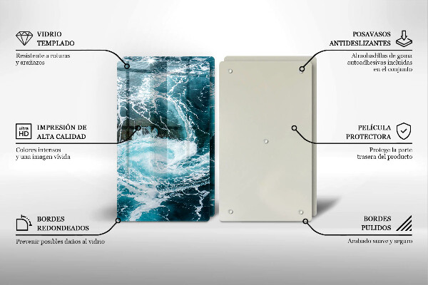 Cache plaque de cuisson Des vagues d'eau écumantes