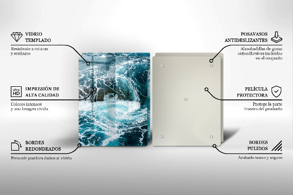 Cache plaque de cuisson Des vagues d'eau écumantes