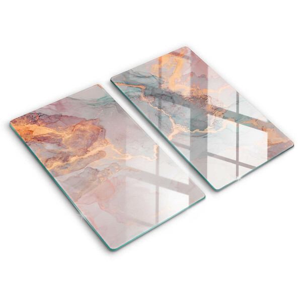 Cache plaque de cuisson Marbre avec de l'or