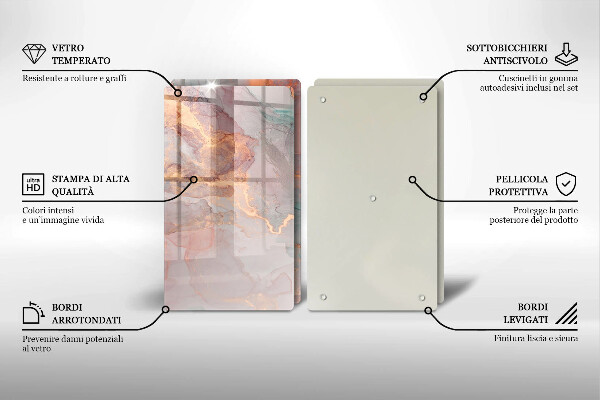 Cache plaque de cuisson Marbre avec de l'or